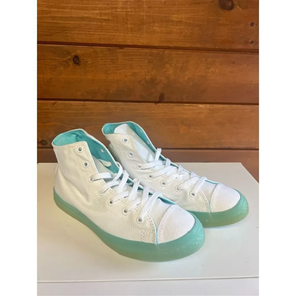 Converse Chuck Taylor All Star Hi Big Kids Shoes White/Bleached Aqua 660718c Sz